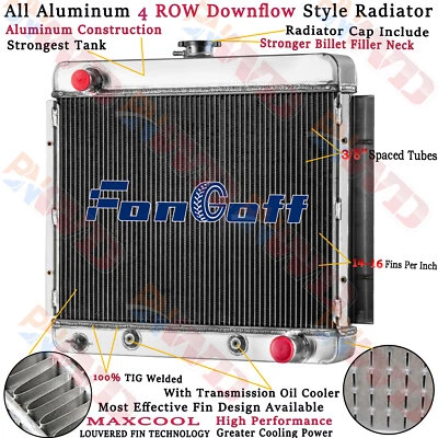 4 Row Radiator For 1962-67 Chevrolet Chevy II Nova Base 2.5L L4 3.2L L6 5.3L V8 - Image 1 of 4