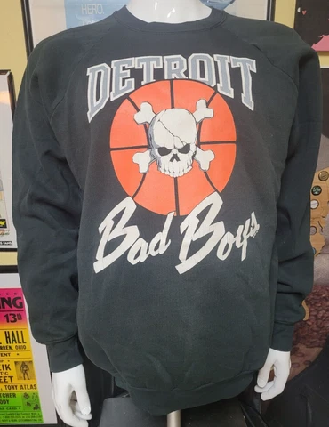 VTG OG 1988 Detroit Pistons Bad Boys Skull Logo Crew Sweatshirt Large 80s Cover