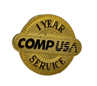 Vintage CompUSA Gold One (1) Year Service Lapel Pin Corporate Computer Comp USA - Image 1 of 3