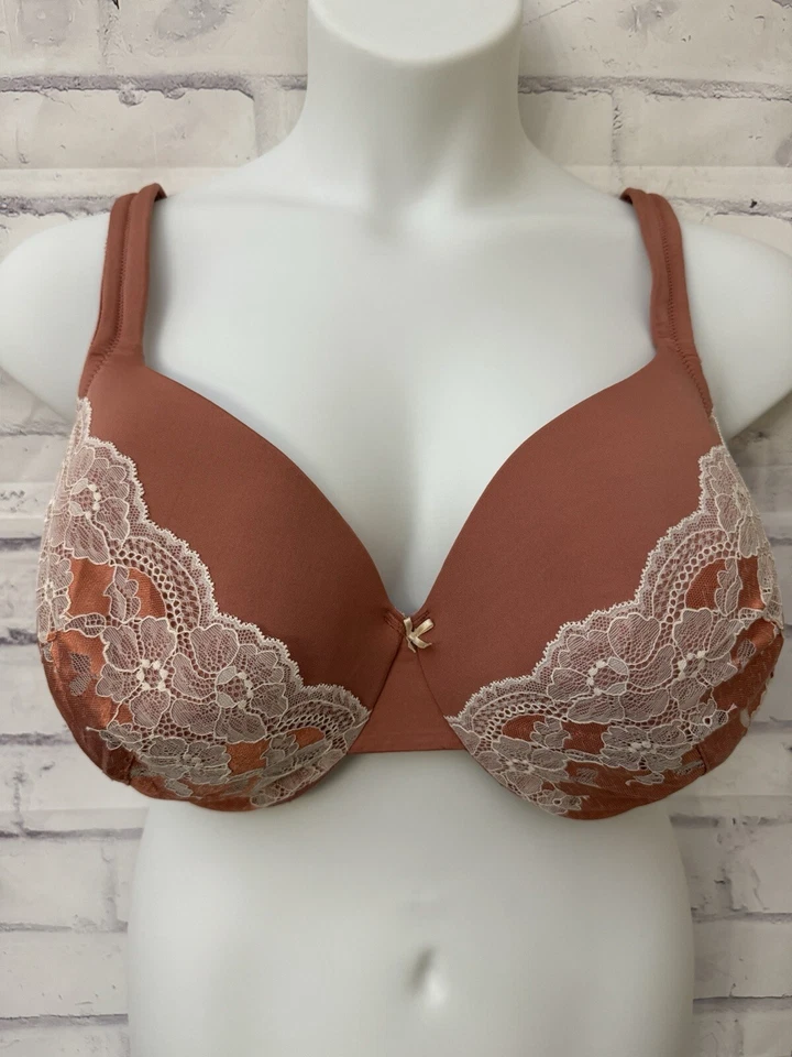 Sujetador Cacique ligeramente forrado cobertura completa talla 44DD naranja óxido encaje ribete Foto 1 de 4
