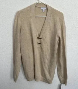 Charter Club Womens Plus Size V Neck Metallic Sweater Gold 0X - Picture 1 of 5