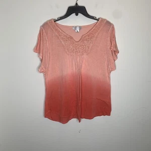 Christopher & Banks Petites LP Pink Ombre Short Sleeve Shirt - Picture 1 of 5