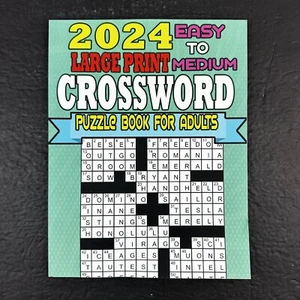 2024 Easy to Medium Large Print Crossword Puzzle Book for Adults - Picture 1 of 6