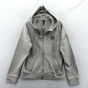 Chicago Blackhawks Hoodie Womens Small Adidas Gray Full Zip NHL Sweatshirt New - Picture 1 of 8
