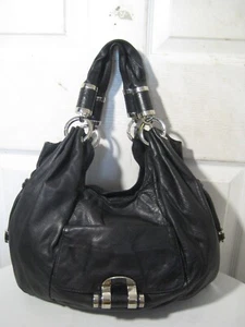 Michael Kors Black Leather hobo purse with Python trim - Picture 1 of 23