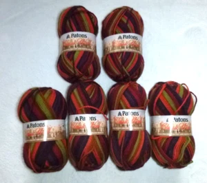 6 Skeins Patons Classic Wool Yarn Merino Color #77236 Harvest Multi Color - Picture 1 of 5