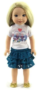 Love Birds Top & Skirt Set for 14 1/2 inch Wellie Wishers Doll Clothes Girl - Picture 1 of 2