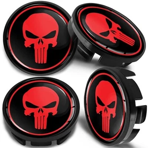 Tapacubos centrales de rueda 65 mm compatibles con VW (Ref 3B7 601 171) calavera negro rojo - Imagen 1 de 6