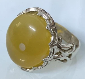 925 Sterling Silver Men's Ring Handmade Natural Yemeni Yellow Solaimani Agate - Picture 1 of 8