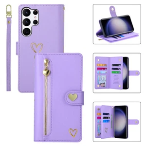 Phone Cover for Samsung S24 Ultra S23 S22 S21 S20 S10 Love Zip Doka Wallet Case - Picture 1 of 18
