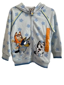 Disney Bluey & Friends Lt Blue Zip Up Kids Sweatshirt/Hoodie Sizes 4-7, NWT - Picture 1 of 7