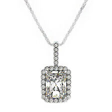 18K Oro Blanco GIA Certificado Radiante Corte Diamante Mujer Colgante 1.55CT