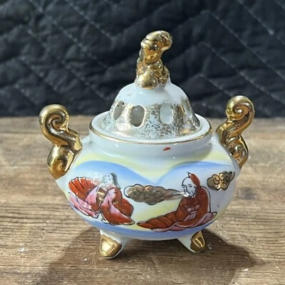 QUEMADOR DE INCIENSO JAPONÉS ESTILO SATSUMA de colección olla pourri foo dog asas figura Foto 1 de 3