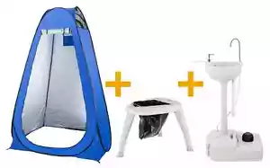 Camping Toilette Sichtschutz Zelt Set mobil Reise Outdoor Festival Waschbecken - Bild 1 von 12