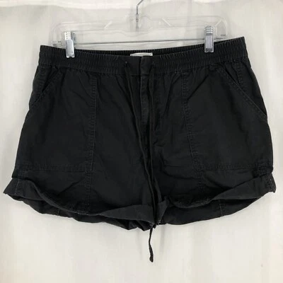 Lou & Grey Black Elastic Waist Drawstring Zip Fly Cuffed Shorts Medium 3” Inseam - Image 1 of 4