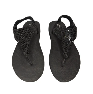 Sandalias negras de espuma de yoga Skechers elásticas con estrás talla 8 Foto 1 de 4