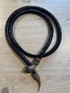 BLACK MESH SNAKE ART DECO NECLACE, EGYPTIAN REVIVAL, Great Condition - Picture 1 of 6