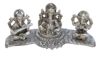 Metal Ganesha Statue playing musical instrument ( Size : 7 X 3 X 3.25 Inch ) US - Image 1 of 3