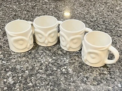 NUEVO Juego de tazas de gres en forma de búho Pottery Barn/4 Halloween Harry Potter Hedwig Foto 1 de 4