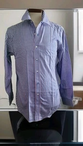 Brooks Brothers Bügelfreies Baumwolle Herren 15,5 Hemd Blau Rosa Streifen Langarm - Bild 1 von 9