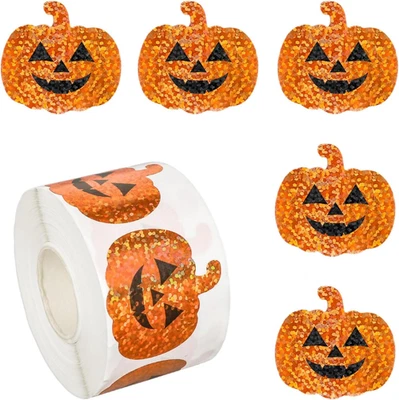 Kürbis Sticker Halloween 500 PCS Aufkleber Rolle für Kinder Partys und - Bild 1 von 4