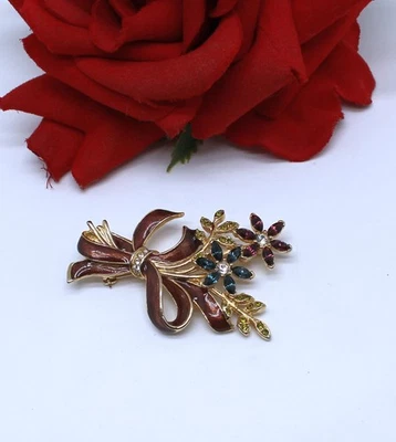 Брошь Monet цветной цветок со стразами благотворительный аукцион спасение кошек - Изображение 1 из 2