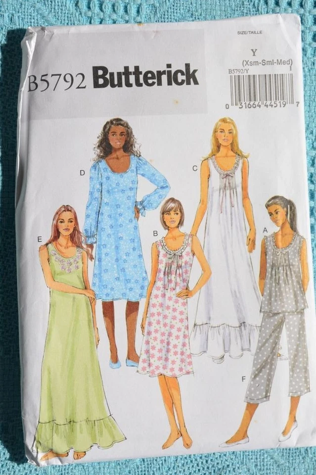#B5792 BUTTERICK Sewing PATTERN Pyjama Pants Top NIGHTGOWN Misses Size 4-14UNCUT - image 1 of 1