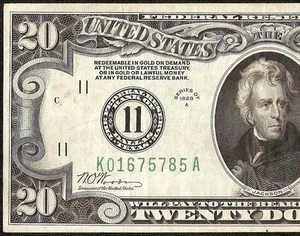 1928 A $20 BILL NUMERICAL 11 DALLAS GOLD DEMAND NOTE Fr 2051-K CRISP VF - Picture 1 of 3