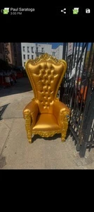 Throne Chair Gold Luxury 70" Tall High Back Throne Wedding Party Style Chair - Picture 1 of 6