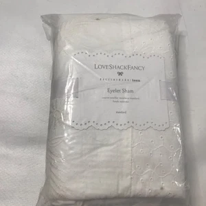 Pottery Barn Teen Standard 20 x 26” Sham Love Shack Ojales de fantasía marfil Nuevo con etiquetas - Imagen 1 de 6