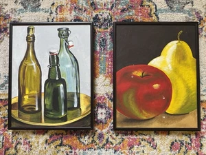 Ölgemälde von Iryna fertig zum Aufhängen 11”x14” 2er Set bunte Früchte & Flaschen - Bild 1 von 8