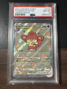 Juego de cartas coleccionables Pokémon 2023 Simisear VSTAR Galería Galarian GG37/GG70 Crown Zenith PSA 10 - Imagen 1 de 2