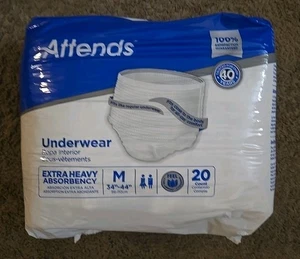 ATTENDS DISPOSABLE UNDERWEAR MEDIUM MODERATE 20 COUNT - Picture 1 of 1