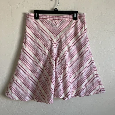 Falda Banana Republic Talla 12 Rosa Rayas Lino Línea A Hasta la Rodilla Transpirable Foto 1 de 4