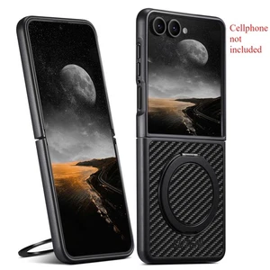 Durable Magnetic Carbon Fiber Case with Ring Holder for Samsung Galaxy Z Flip 7 - Picture 1 of 7