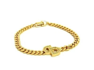 Pulsera Christian Dior CD Logo - Cadena de metal dorado para mujer con pedrería Foto 1 de 4