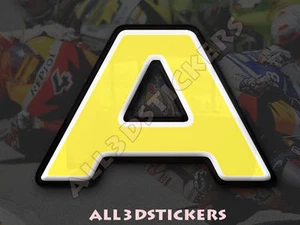 Adesivi Resinati Lettera A 3D Colore Giallo Dimensione 75mm - Picture 1 of 1