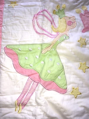 sham FAIRY BALLERINAS quilted STANDARD appliqued dancing fairies ~  NIP cotton - Image 1 of 4