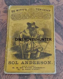 DEWITT'S TEN CENT ROMANCES #57 SOL ANDERSON COL CHRIS FORREST 1870 DIME NOVEL - Picture 1 of 1