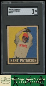 1948  Leaf - Kent Peterson - #42 Red Cap Cincinnati Reds - SGC 1