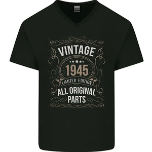 80th Birthday Limited Edition 1945 Mens V-Neck Cotton T-Shirt - Picture 1 of 3