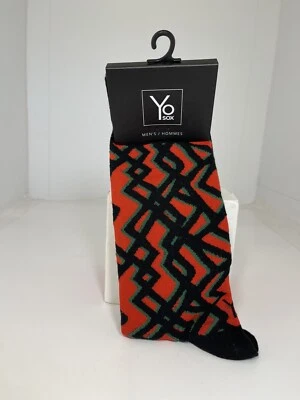 Calcetines Yo Sox Para Hombre Vestido Redondo Naranja Negro/Verde Patrón Geométrico Talla 7-12 Foto 1 de 4