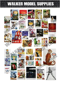 Set Diorama Auto In Scala 1:24 Poster Pubblicitari Anni '60. Pre Tagliato. - Picture 1 of 1