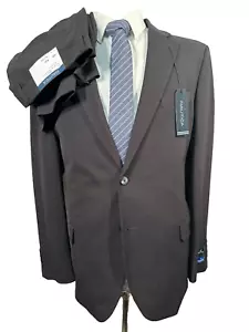 NEW NAUTICA Mens Black STRETCH ATHLETIC FIT 2pc Suit 44R Jacket 38x32 Pant - Picture 1 of 15