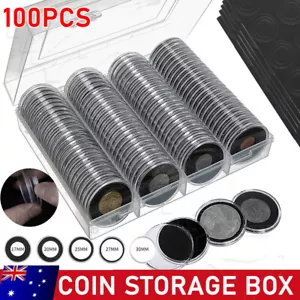 100PCS Australian Coin Collection Cases Capsules Holder Round Storage Album Box - Picture 1 of 12