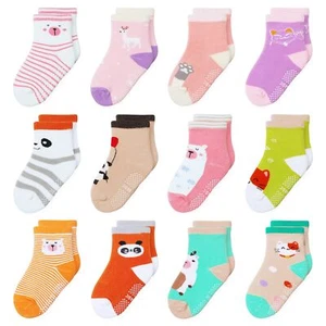 12-Pack Non Slip Baby Socks Grips Cotton Crew for Toddler Boys Girls 1-7 Years - Picture 1 of 7