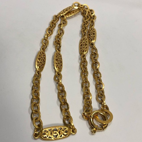 Collana CHANEL CC Loghi Charm Catena Lunga 39" Tono Oro 95P Autentica #2509