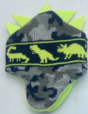 Gorro tobogán dinosaurio cálido para niños pequeños orejeras invierno usado en excelente estado Foto 1 de 3
