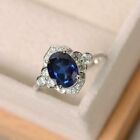 Oval Cut 1.80 Ct Lab Created Sapphire & Diamond Wedding Ring Real 14k White Gold