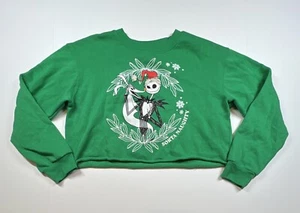 Nightmare Before Christmas Jack Sweatshirt Green Large “Sorta Naughty” Cropped - Picture 1 of 5